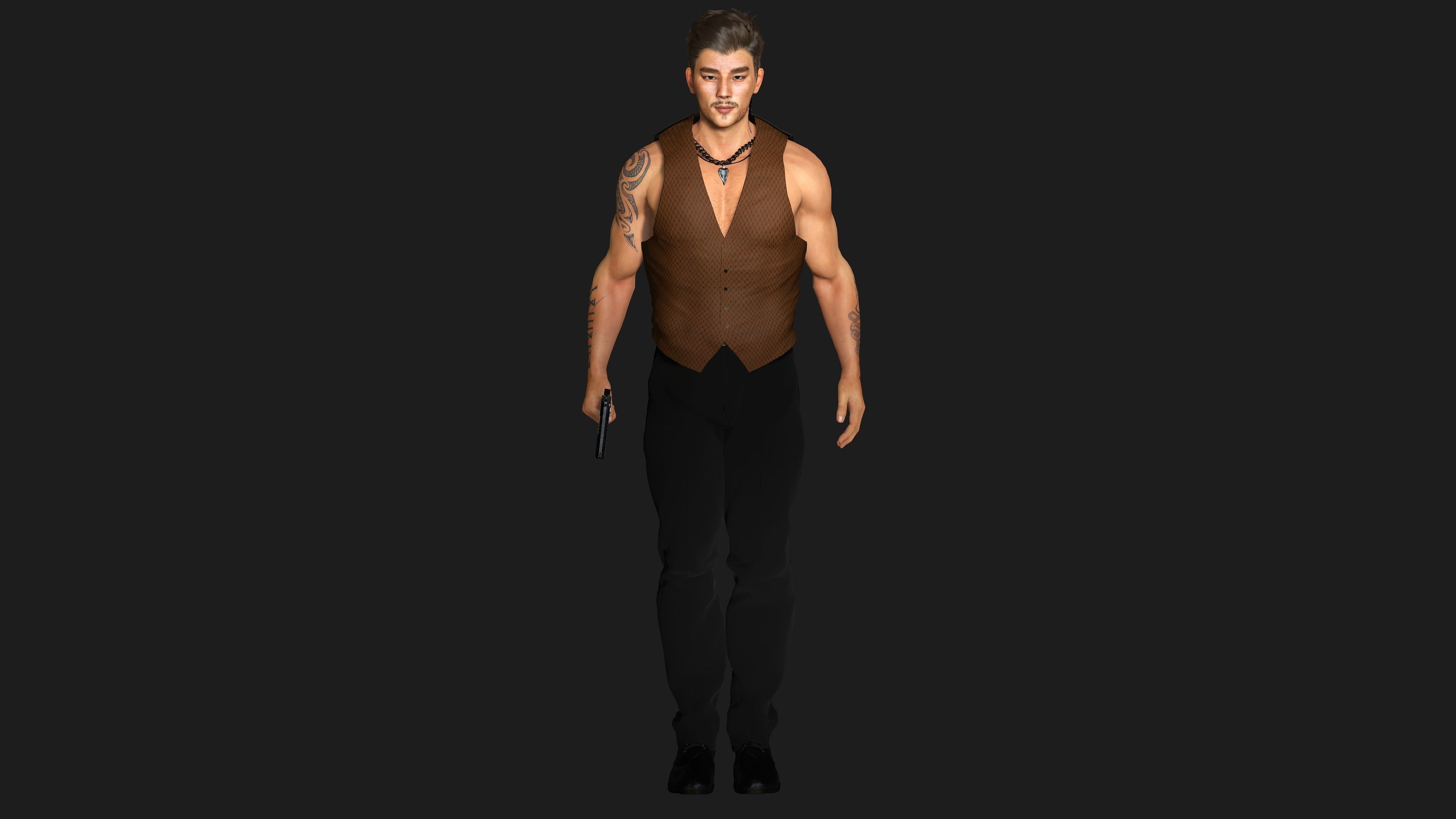 AAA 3D REALISTIC CHARACTER - BUSINESSMAN ASIAN Ver 02 Low-poly 3D model_14