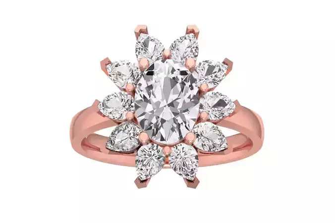 Oval Solitaire Wedding Engagement Pear Halo Ring