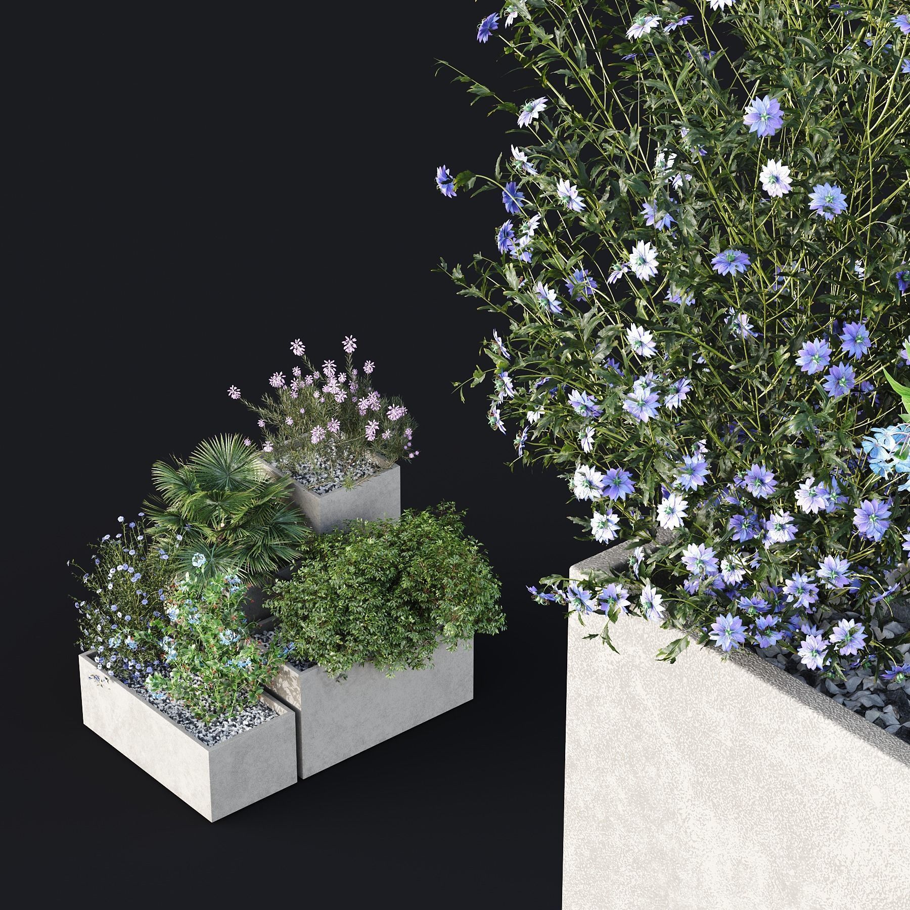 HQ Tree and bush garden box outdoor VOL 07 Free 3D model_2