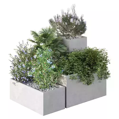 HQ Tree and bush garden box outdoor VOL 07 Free 3D model