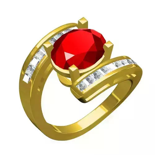 Oval and Princess Cut Diamond Bypass Ring