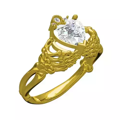 Antique Hand Holding Heart Diamond Ring