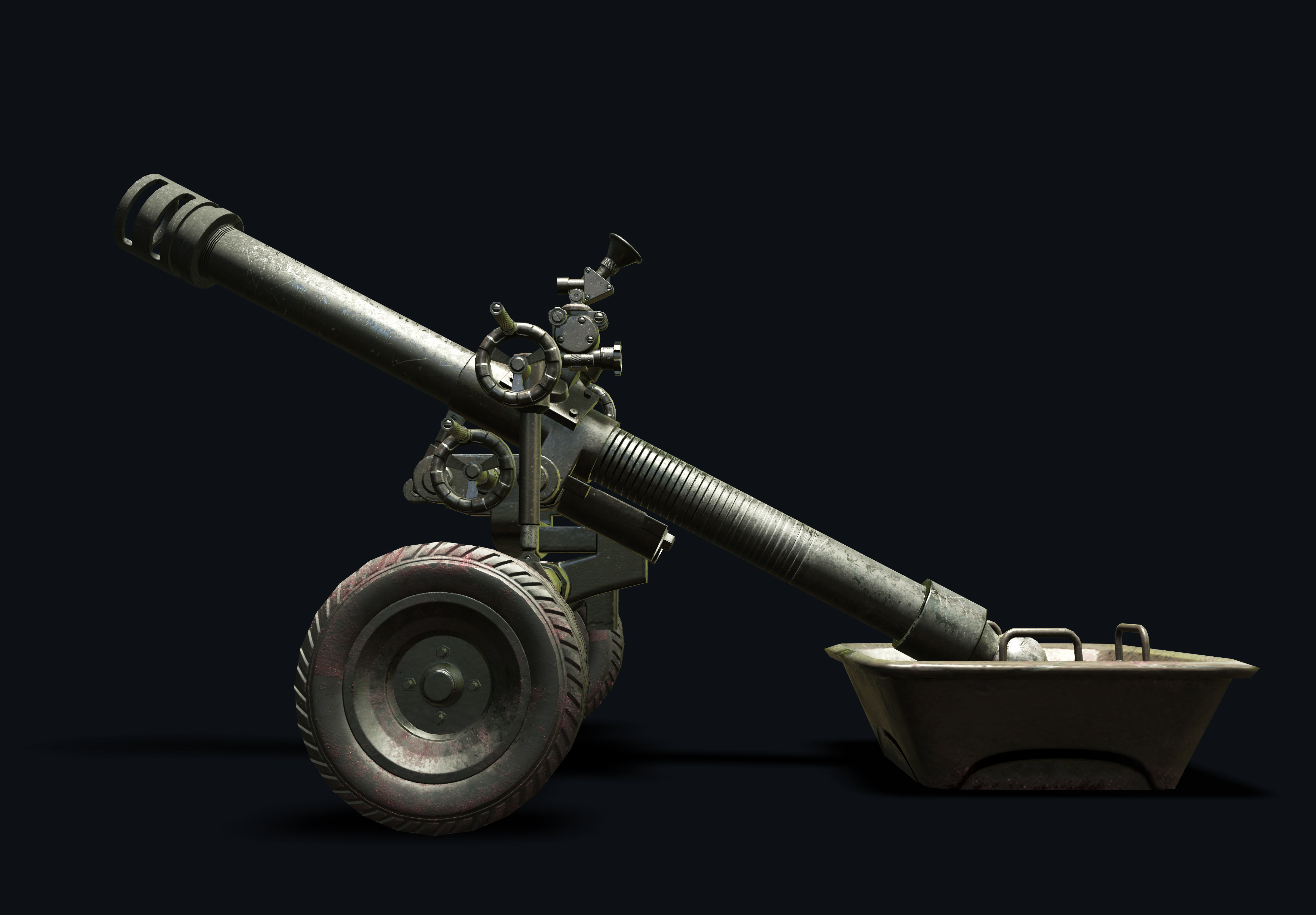 Mortar120mm PBR Low-poly Low-poly 3D model_2