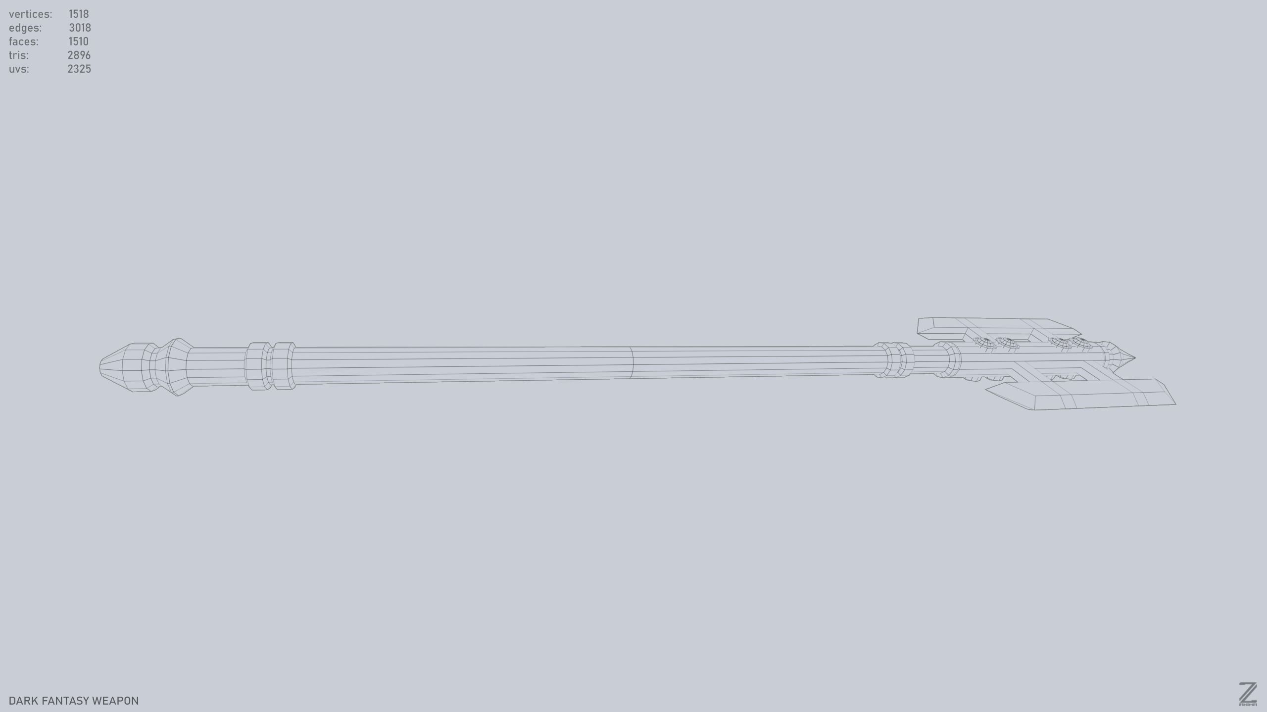 Dark fantasy weapon Low-poly 3D model_12