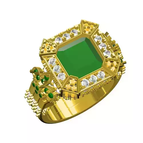 Unique Green Princess Diamond Cocktail Ring