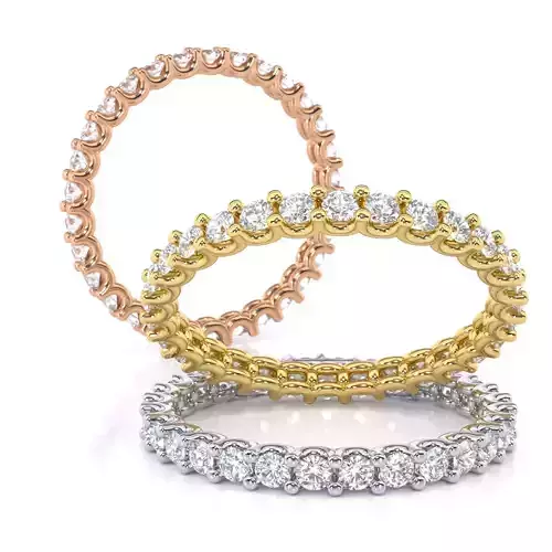 Round Diamond U-Prong Set Eternity Wedding Band Single 5-7US