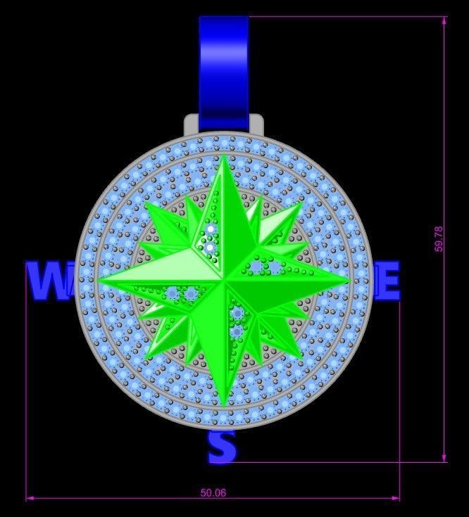 Star diamond pendant 3D print model_3