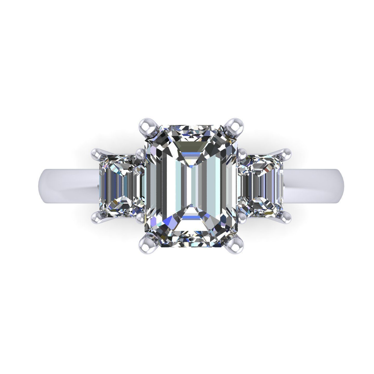 Three Stone Diamond Ring R2 3D print model_3