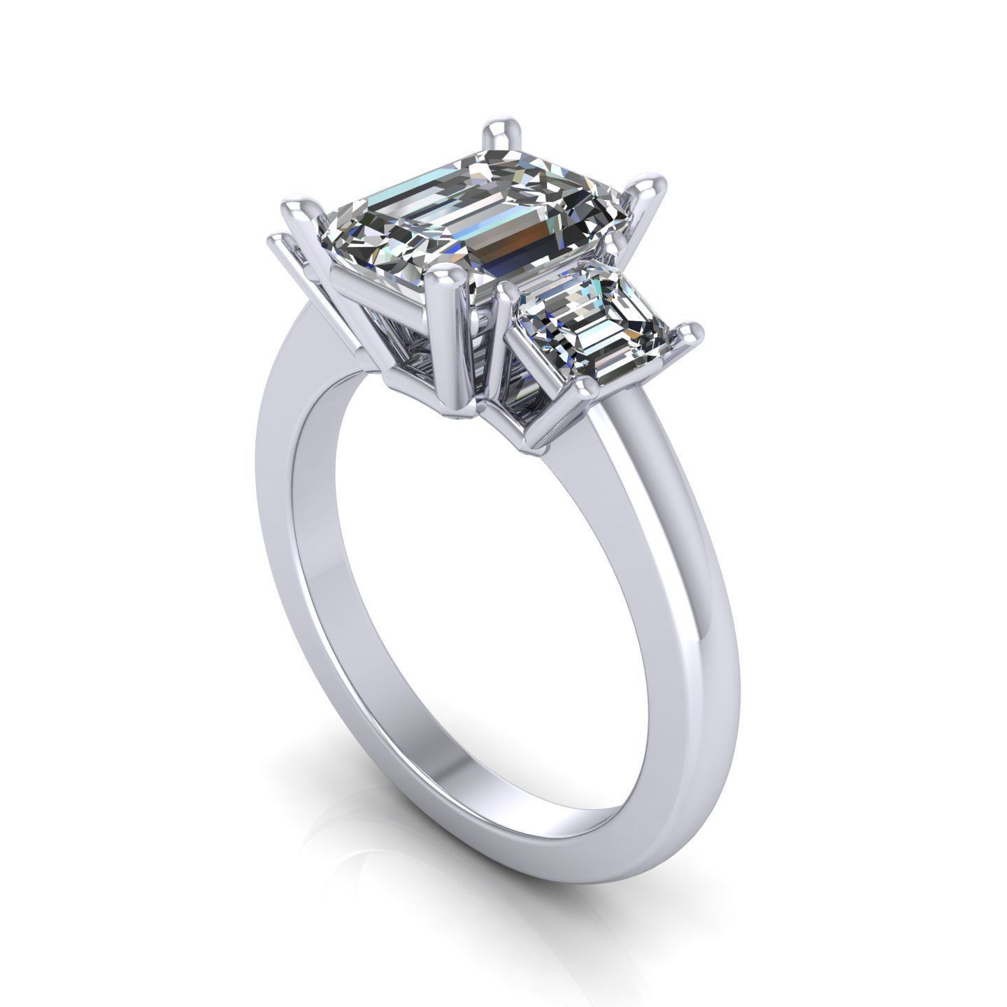 Three Stone Diamond Ring R2 3D print model_1