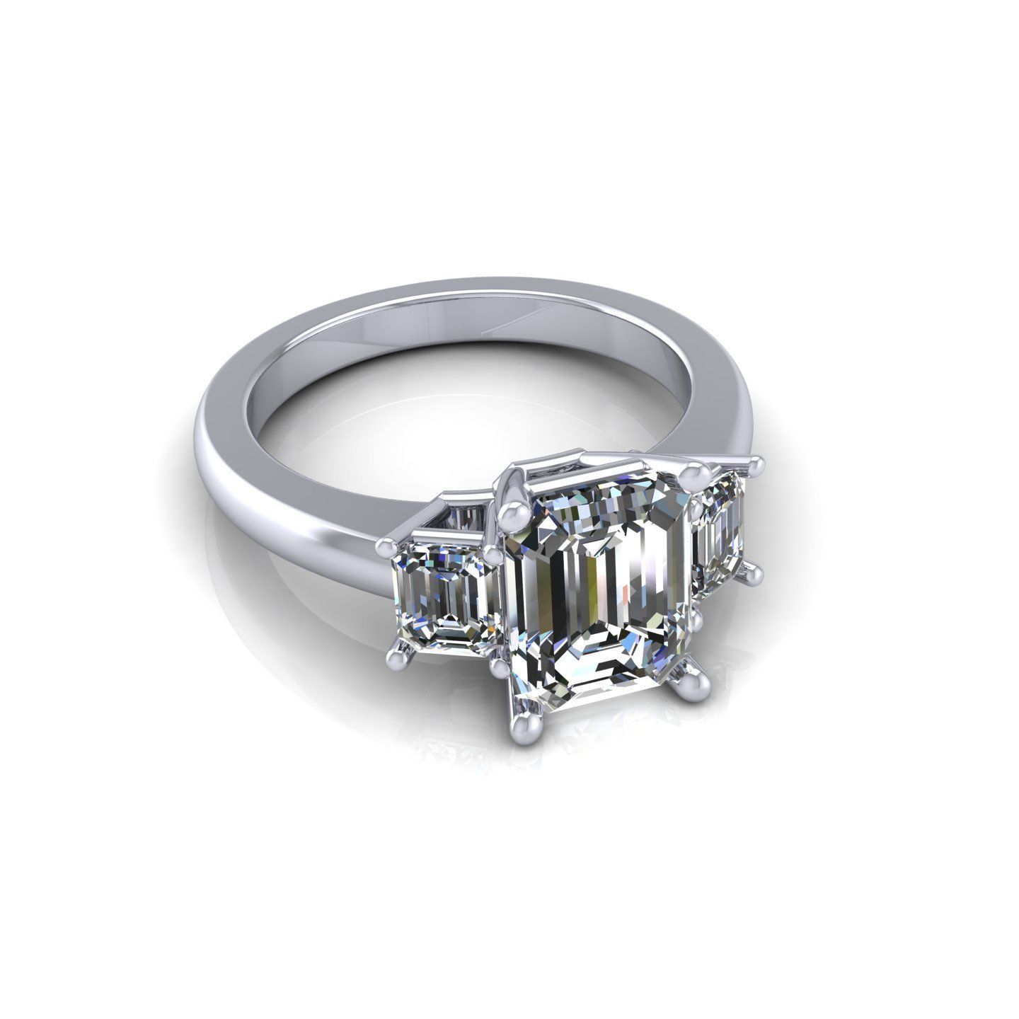 Three Stone Diamond Ring R2 3D print model_5