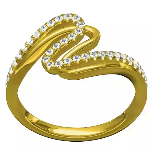 Fancy Wavy Style Diamond Ring 3D print model