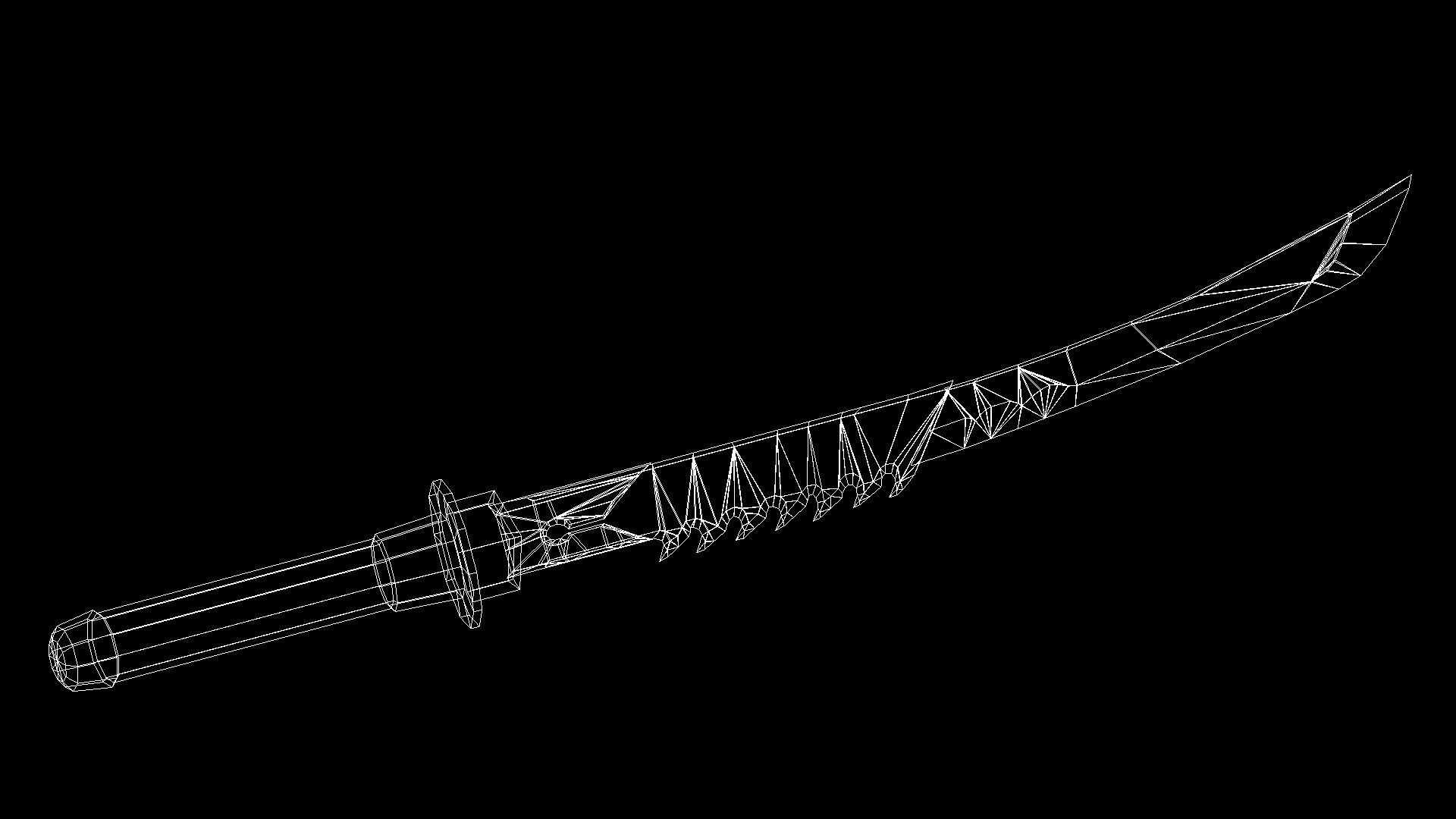 Sword samurai Low-poly 3D model_4