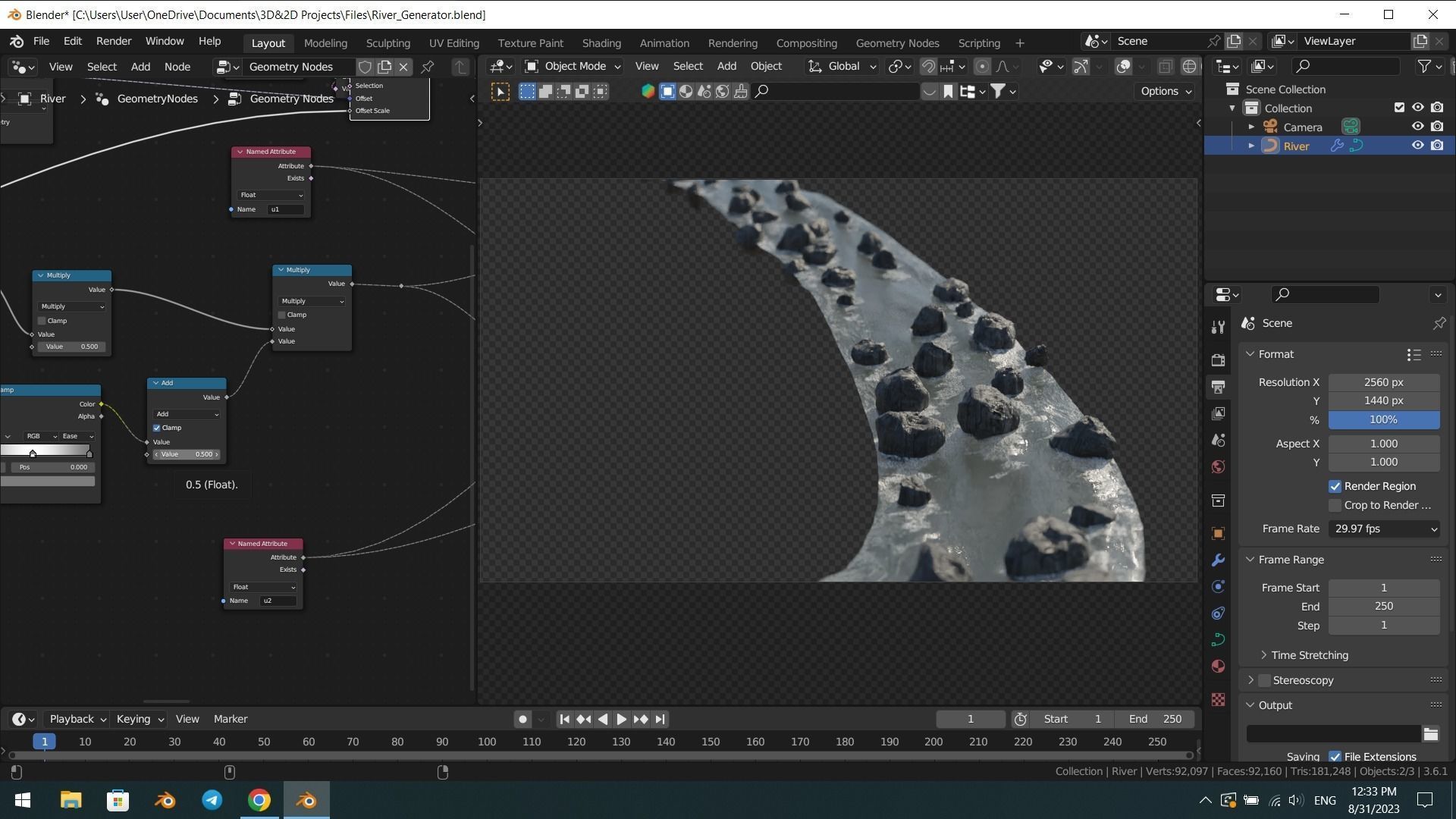 Procedural River Generator 3D model_2