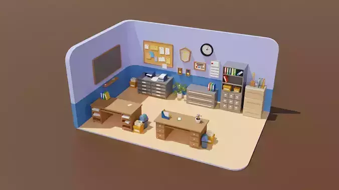 3D isometric office scene