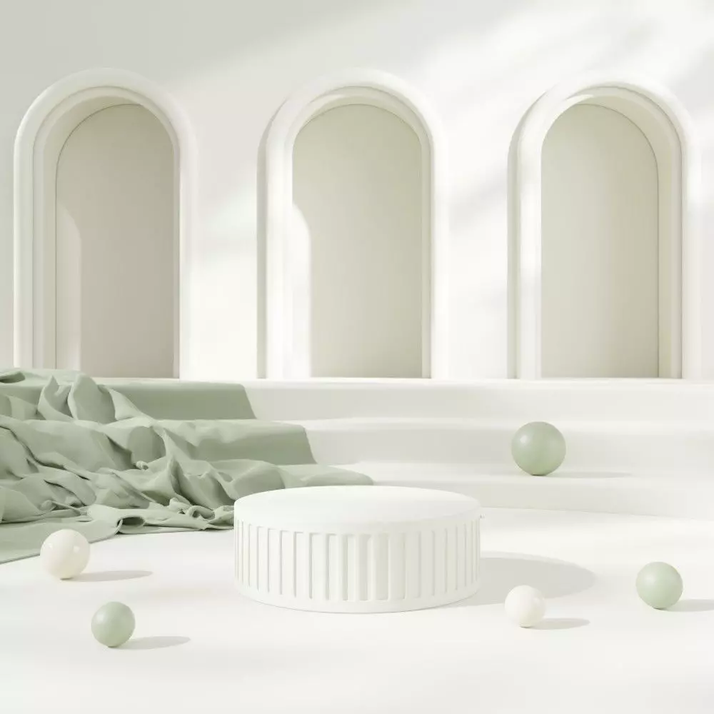 Roman fabric covers an elegant podium 3D model_0