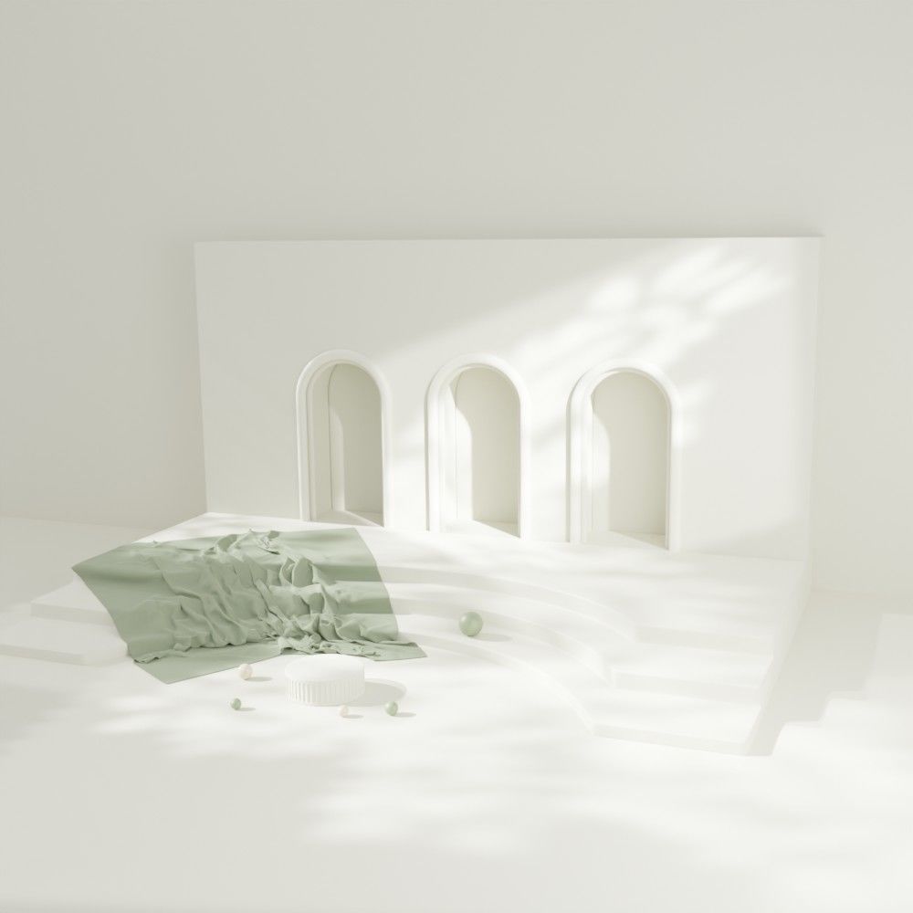 Roman fabric covers an elegant podium 3D model_4