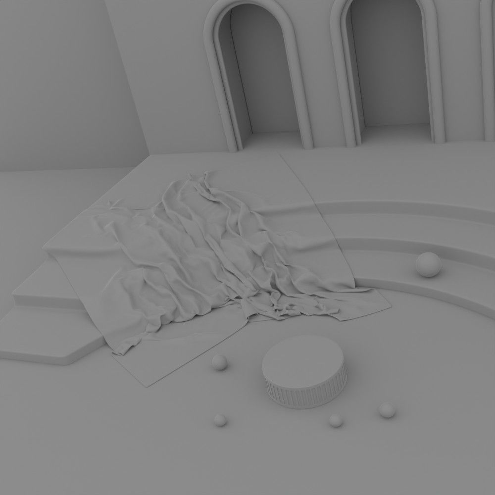 Roman fabric covers an elegant podium 3D model_7