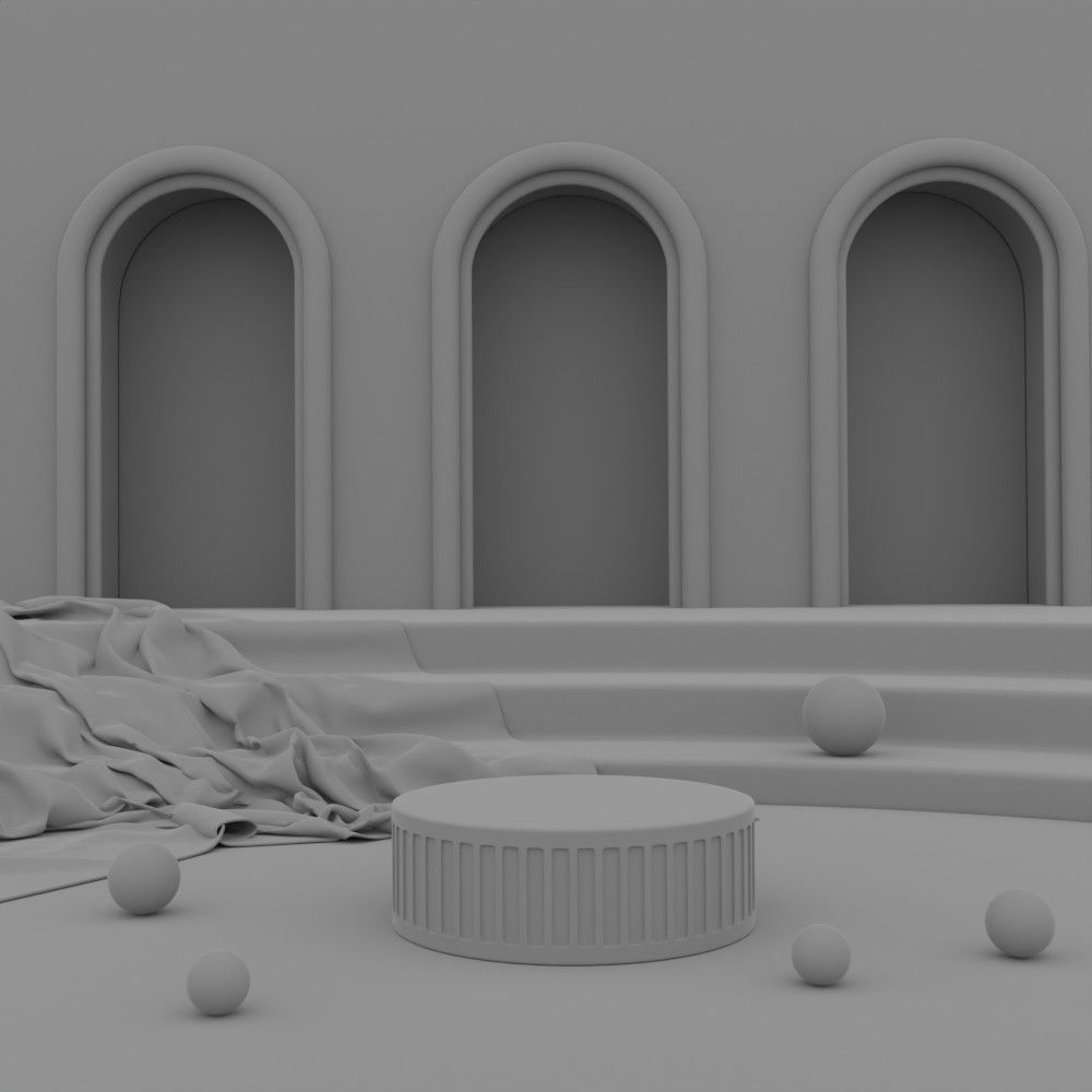 Roman fabric covers an elegant podium 3D model_5