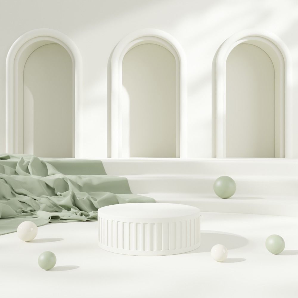 Roman fabric covers an elegant podium 3D model_1