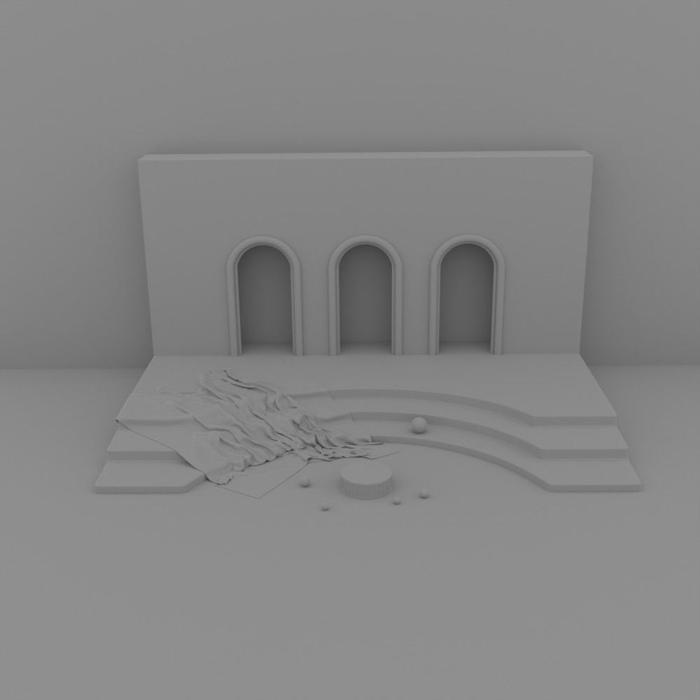 Roman fabric covers an elegant podium 3D model_8