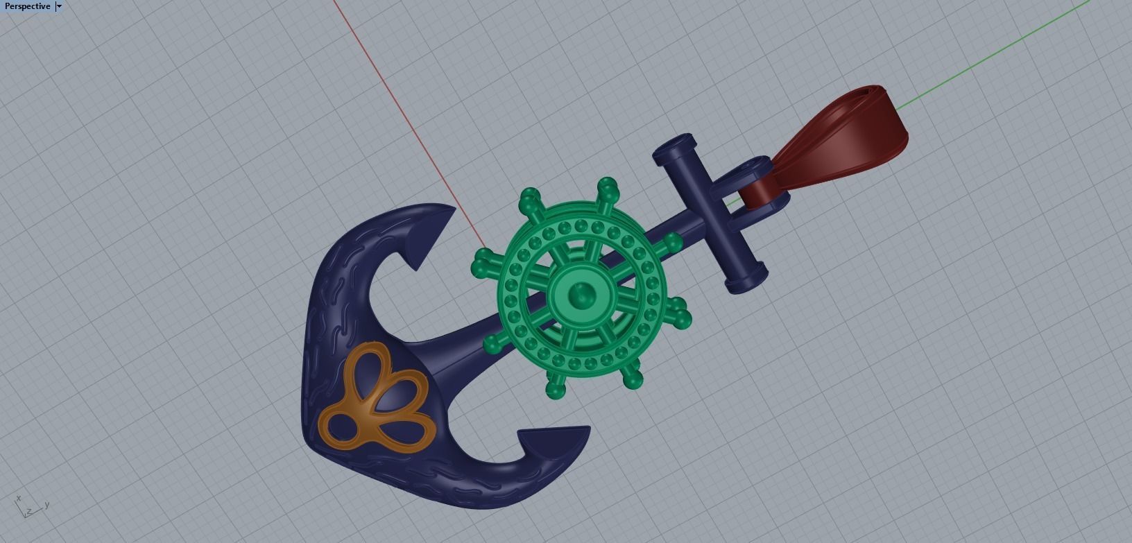 Anchor Pendant 3D print model_10