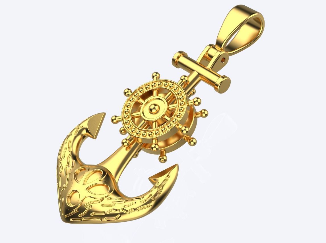 Anchor Pendant 3D print model_1