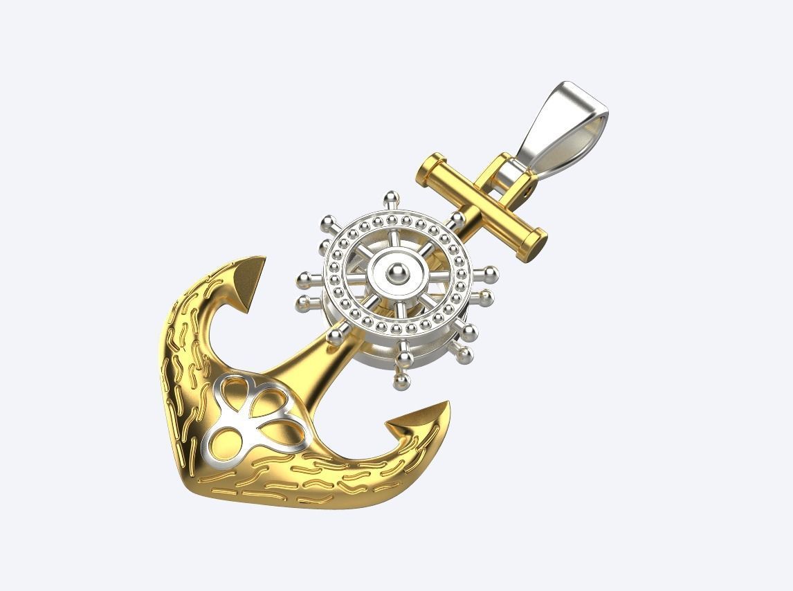 Anchor Pendant 3D print model_6