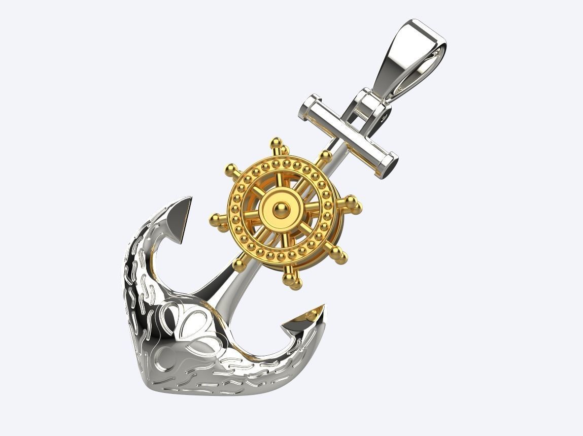 Anchor Pendant 3D print model_7