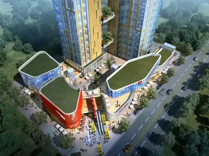 3Dmax fashion city commercial square building 04