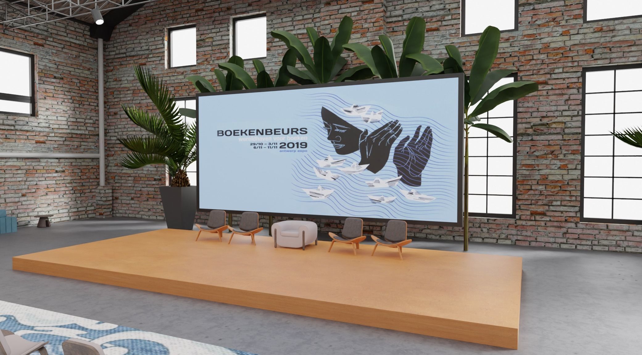 Warehouse conference auditorium 3D model_2