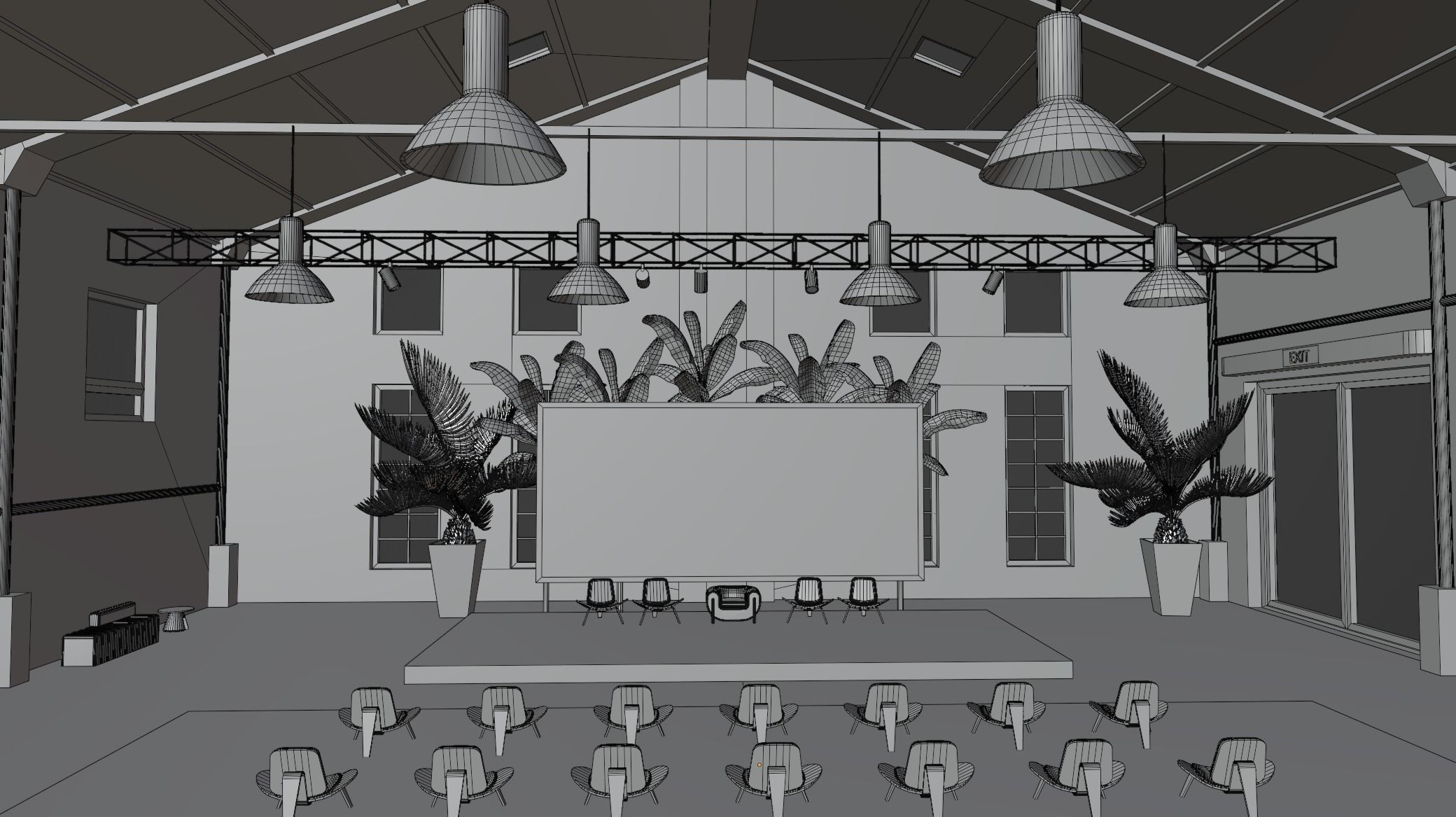 Warehouse conference auditorium 3D model_7