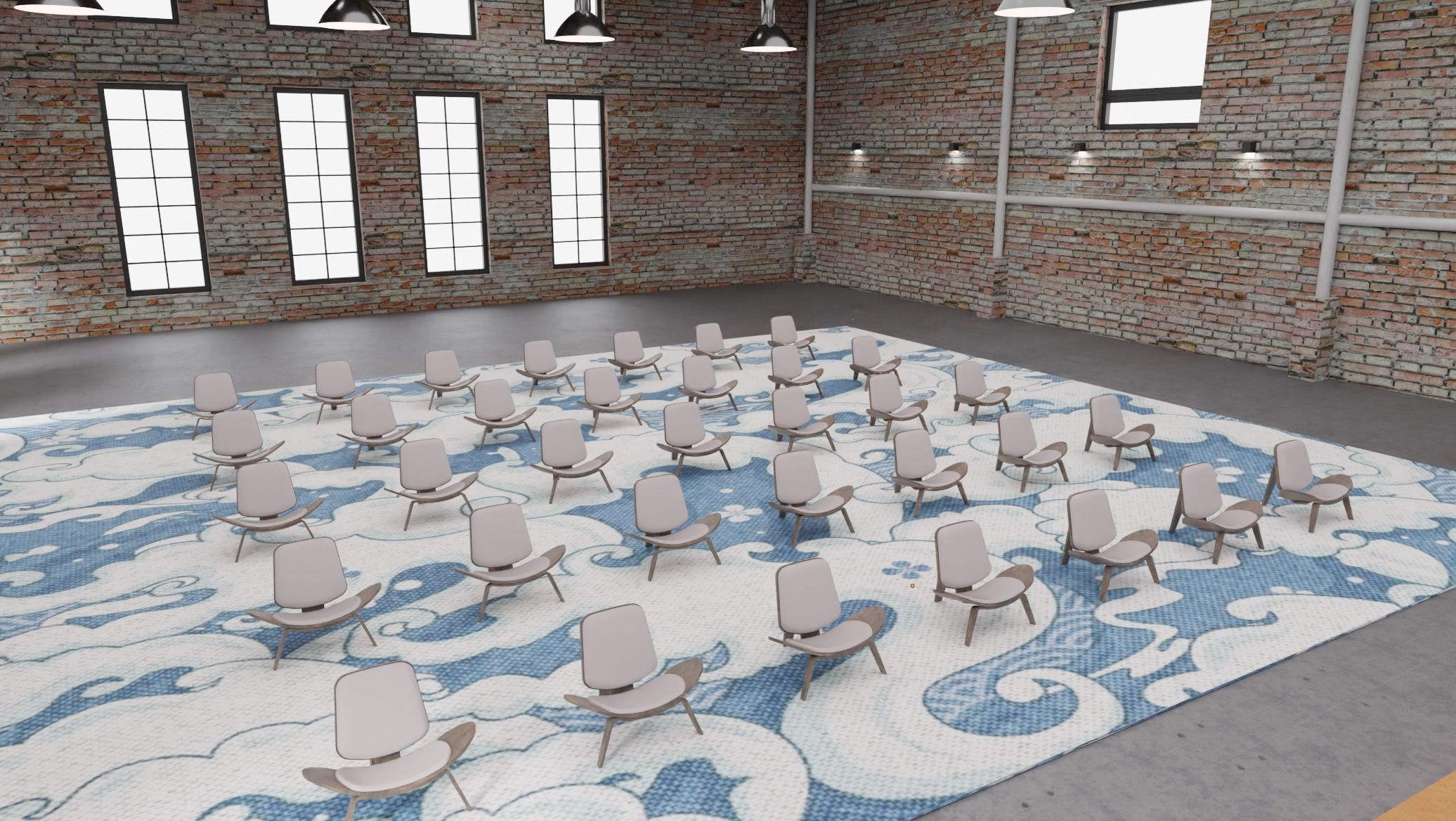 Warehouse conference auditorium 3D model_4