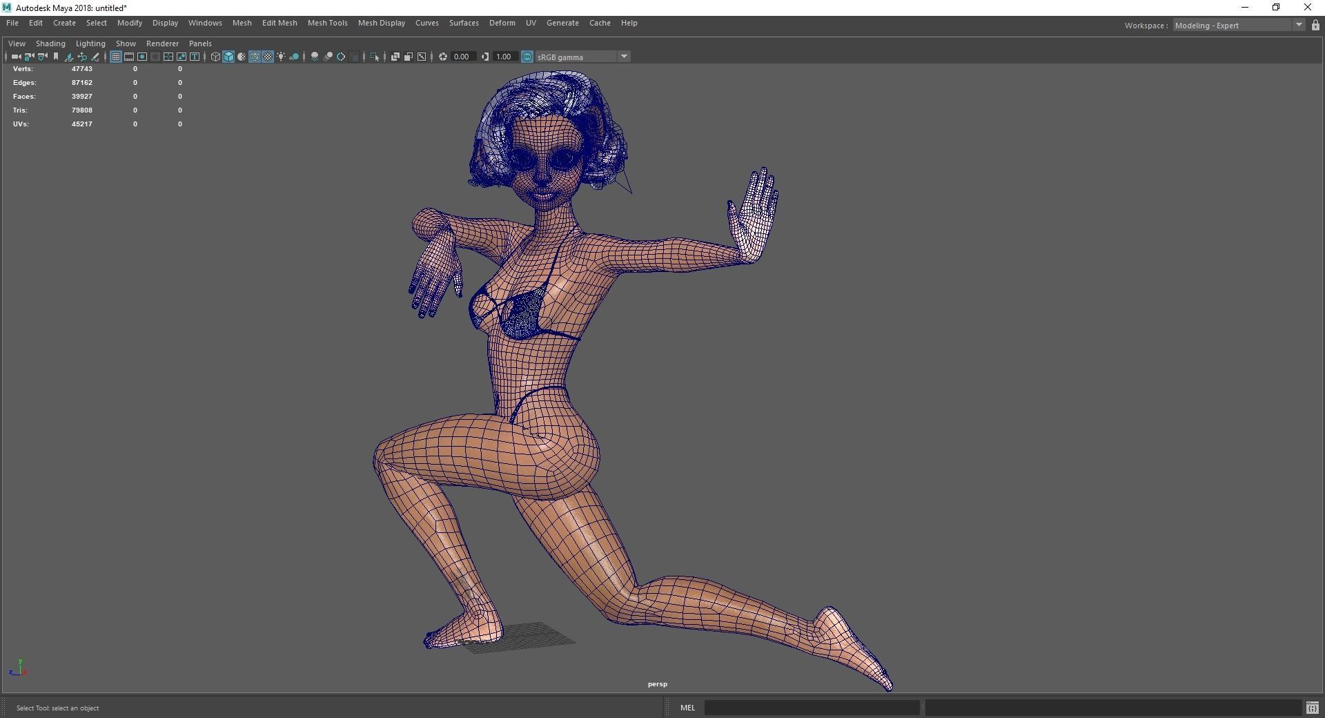 Afro american female character toon Low-poly 3D model_24