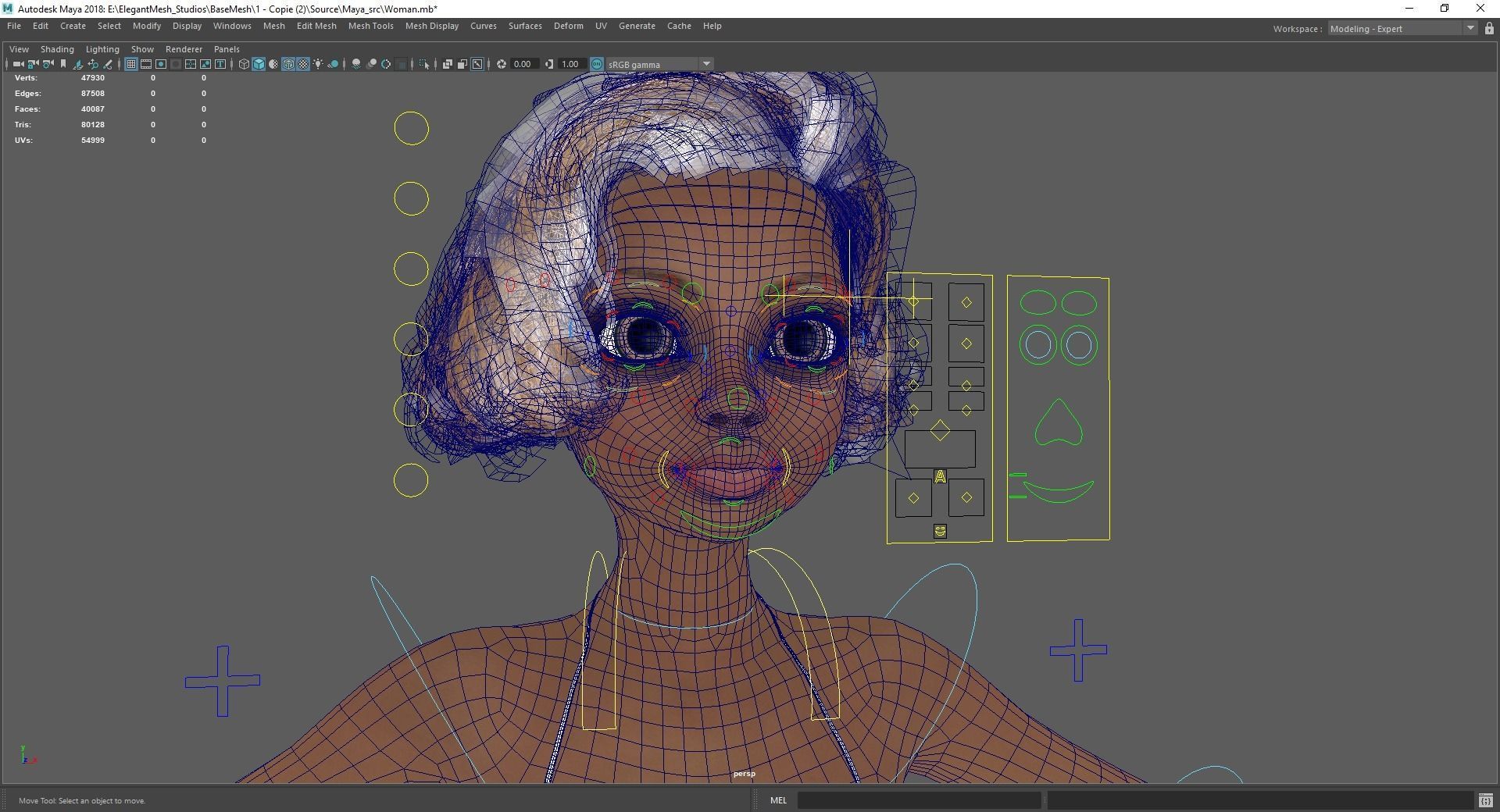 Afro american female character toon Low-poly 3D model_22
