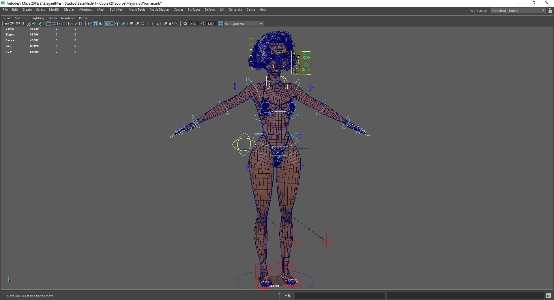Afro american female character toon Low-poly 3D model_23