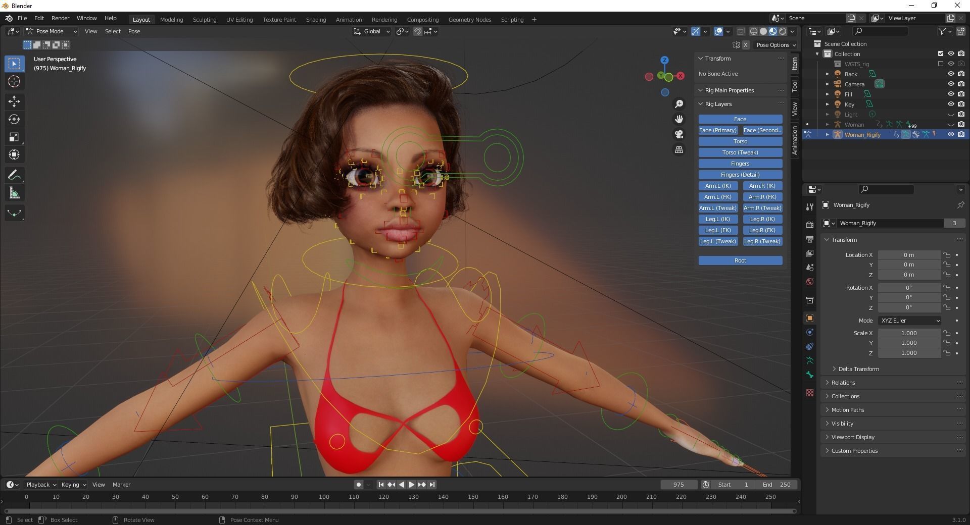 Afro american female character toon Low-poly 3D model_18