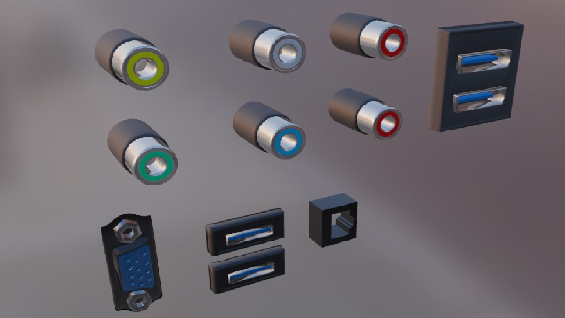 TV Ports Low-poly 3D model_7