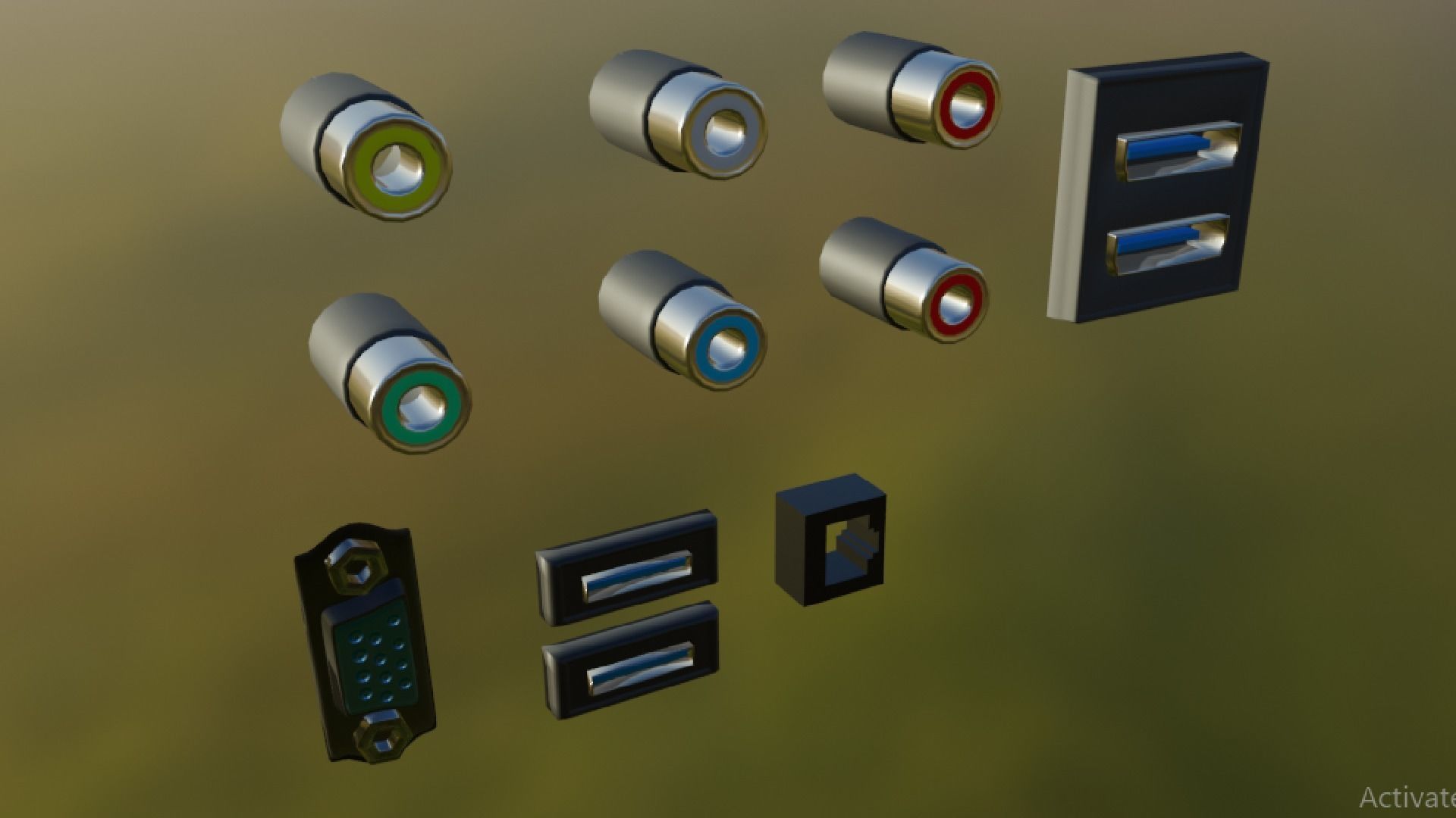 TV Ports Low-poly 3D model_6