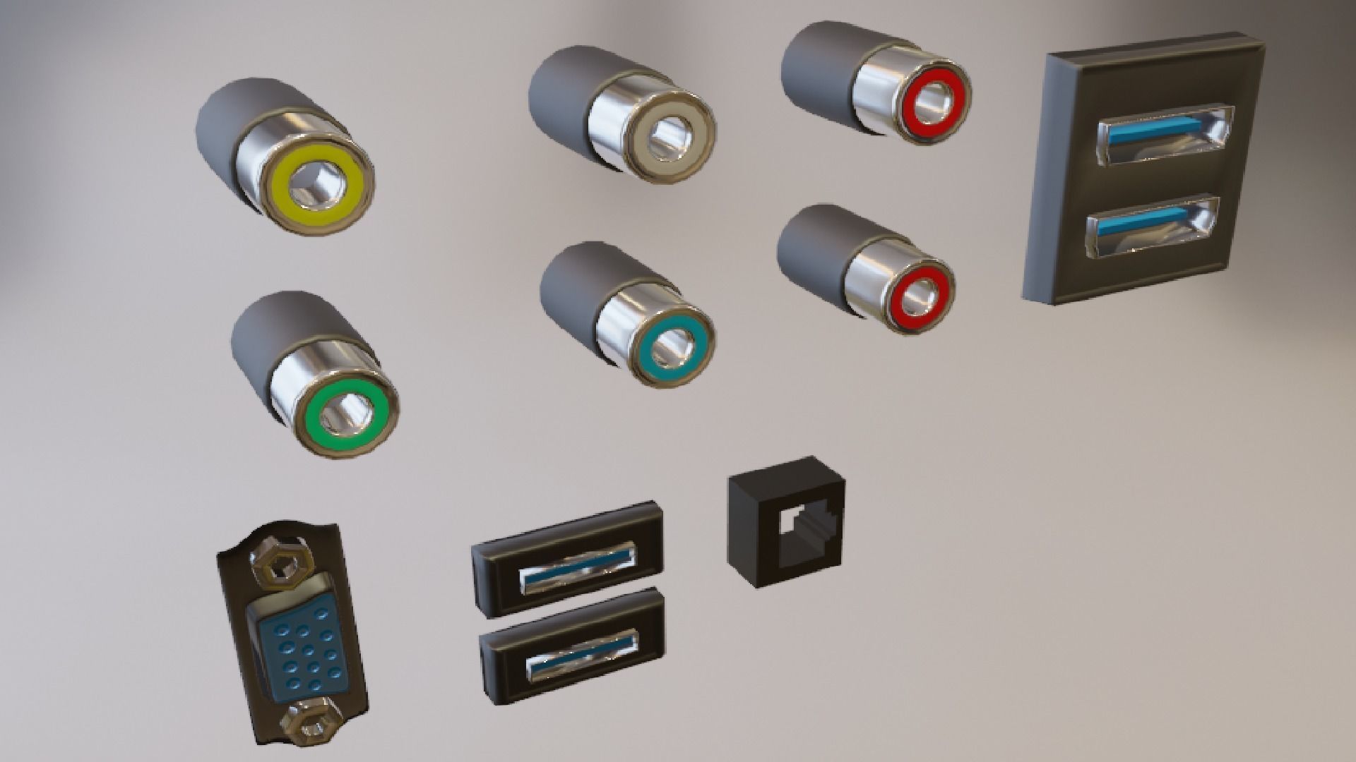 TV Ports Low-poly 3D model_3