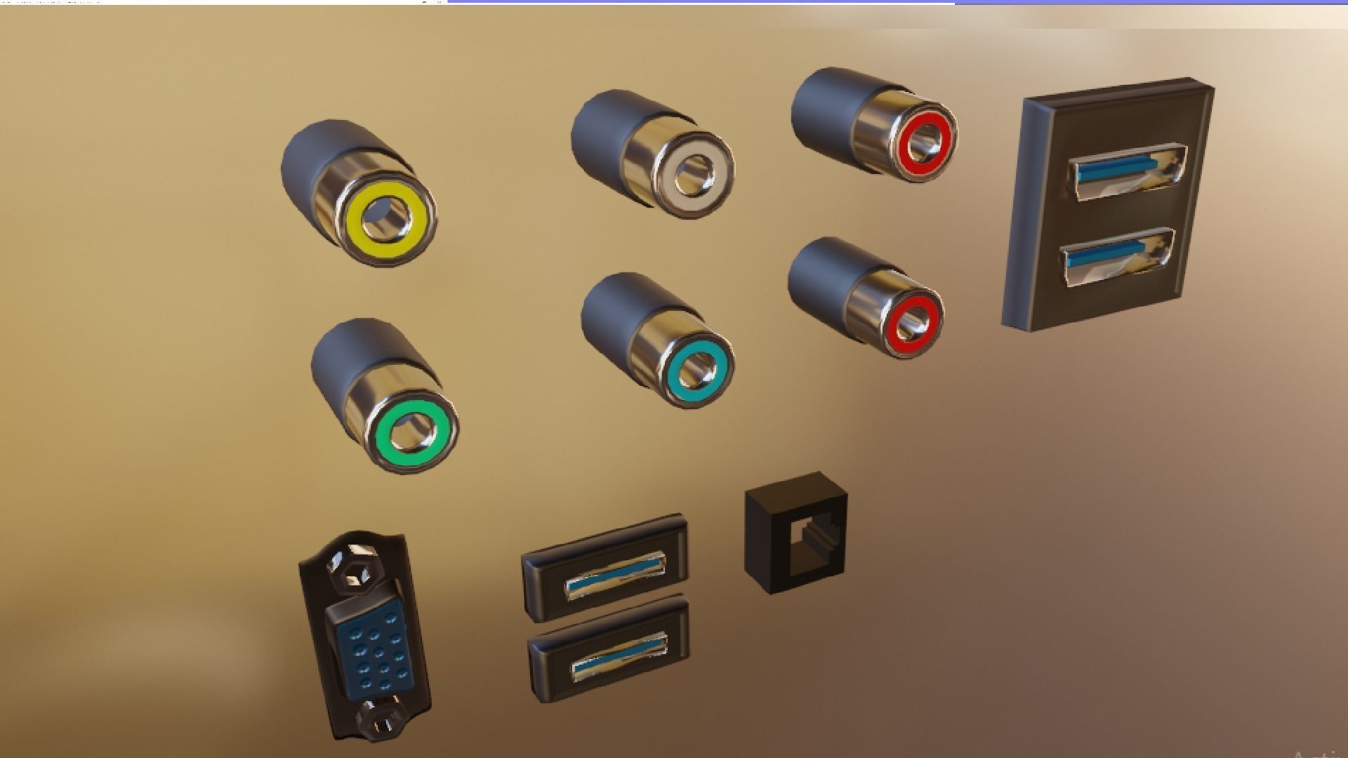 TV Ports Low-poly 3D model_2