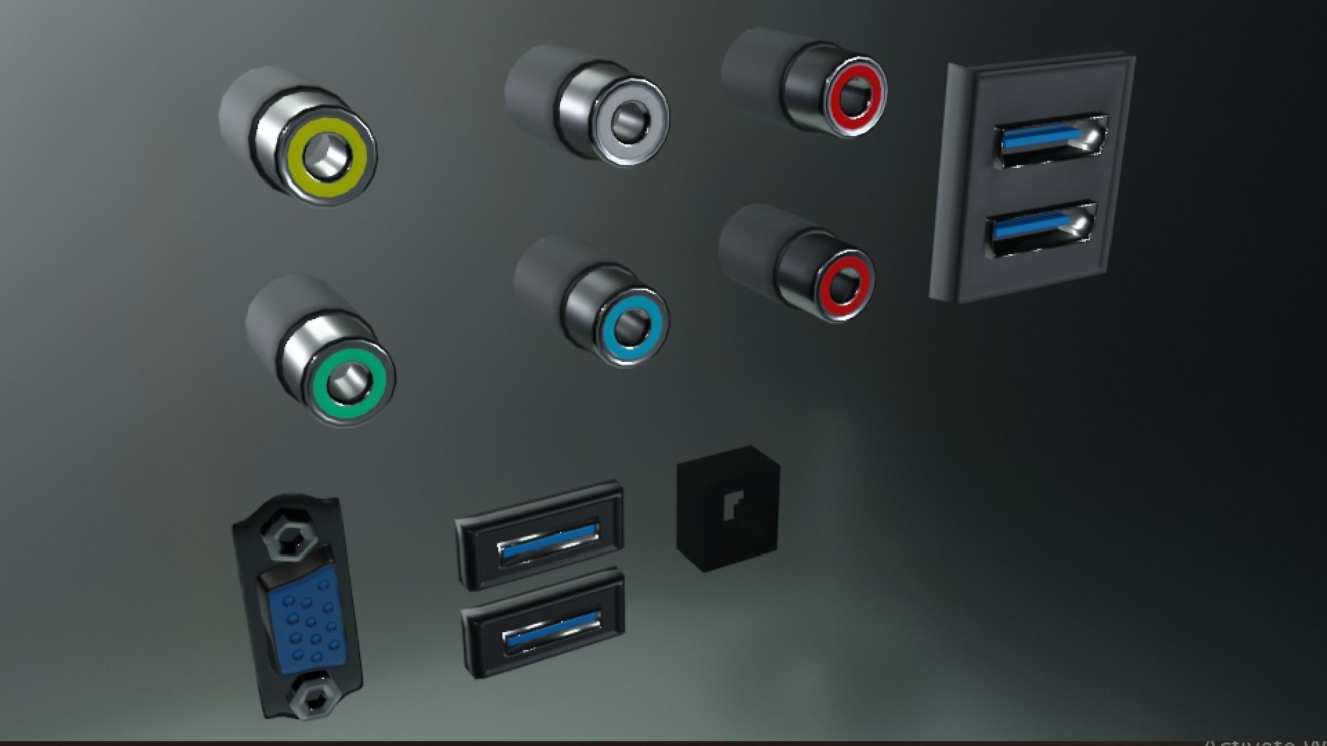 TV Ports Low-poly 3D model_5