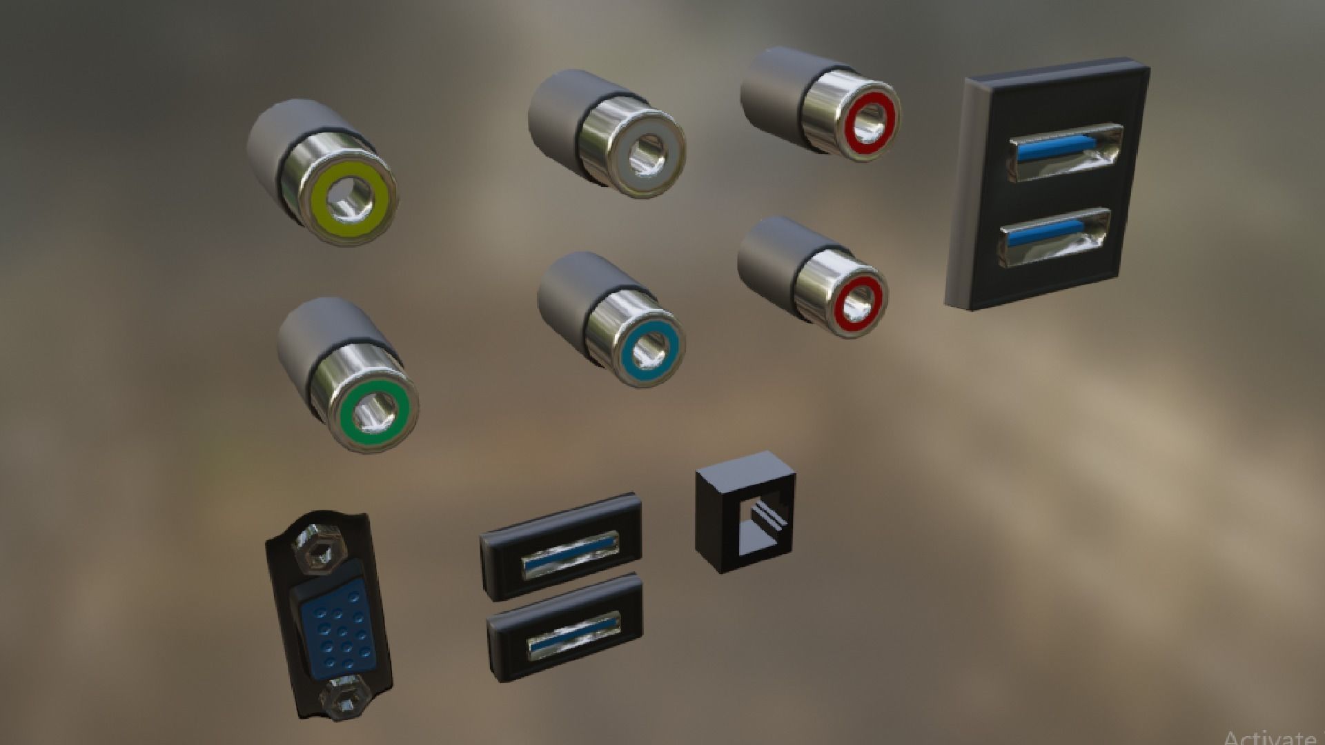 TV Ports Low-poly 3D model_1