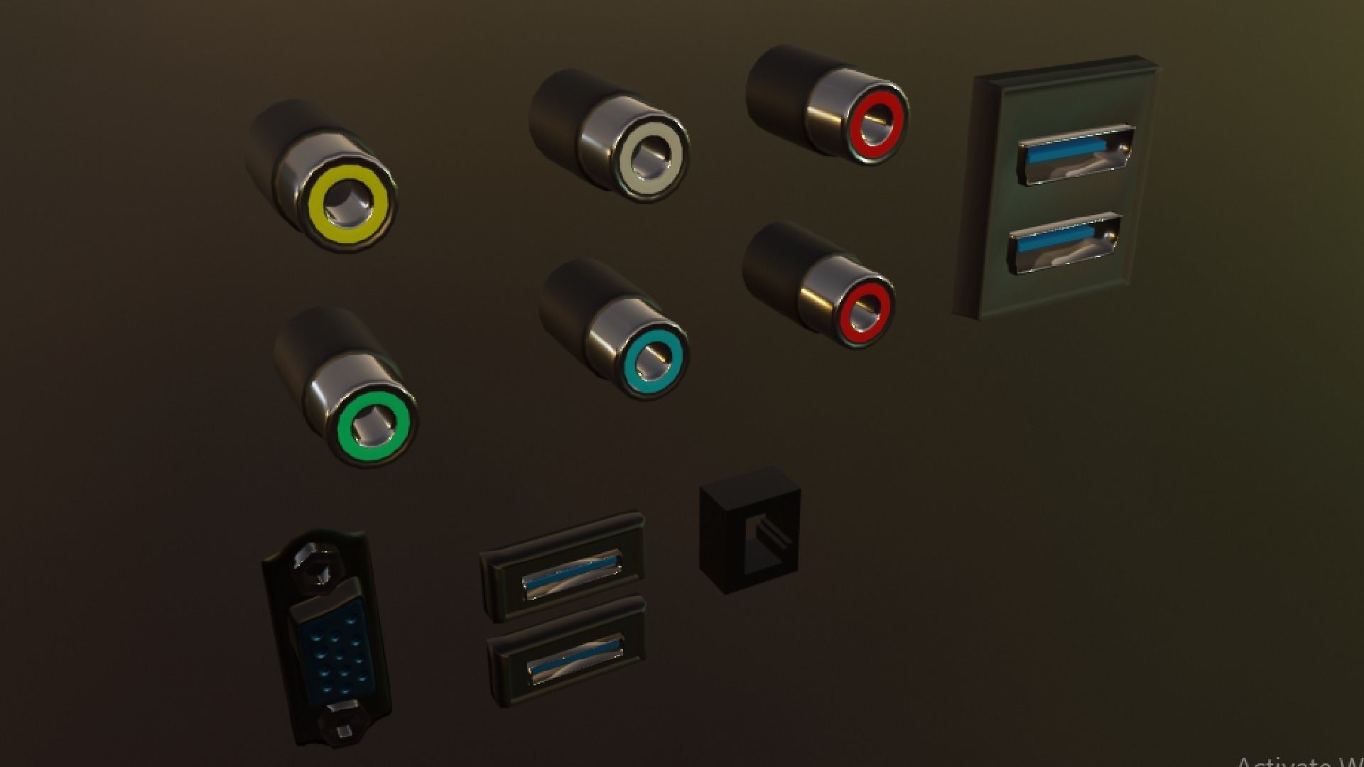 TV Ports Low-poly 3D model_4