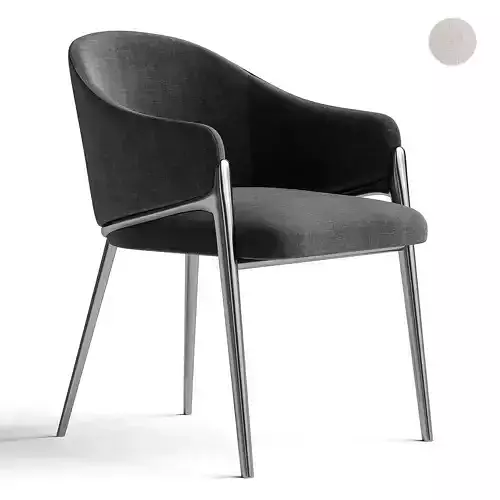 Metal Solid Back Arm Dining Chair Glam Chair for Dining Room Low-poly 3D model