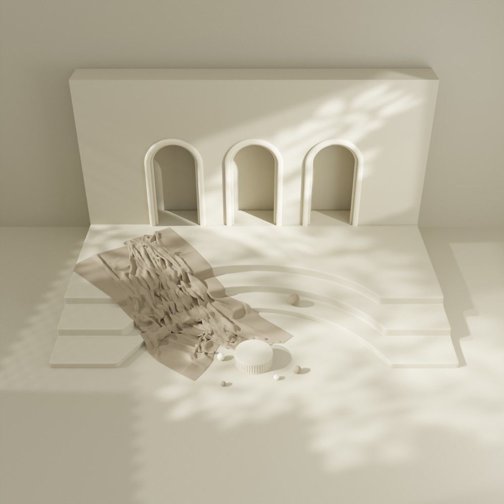 Podium in warm tones with brown fabric 3D model_7