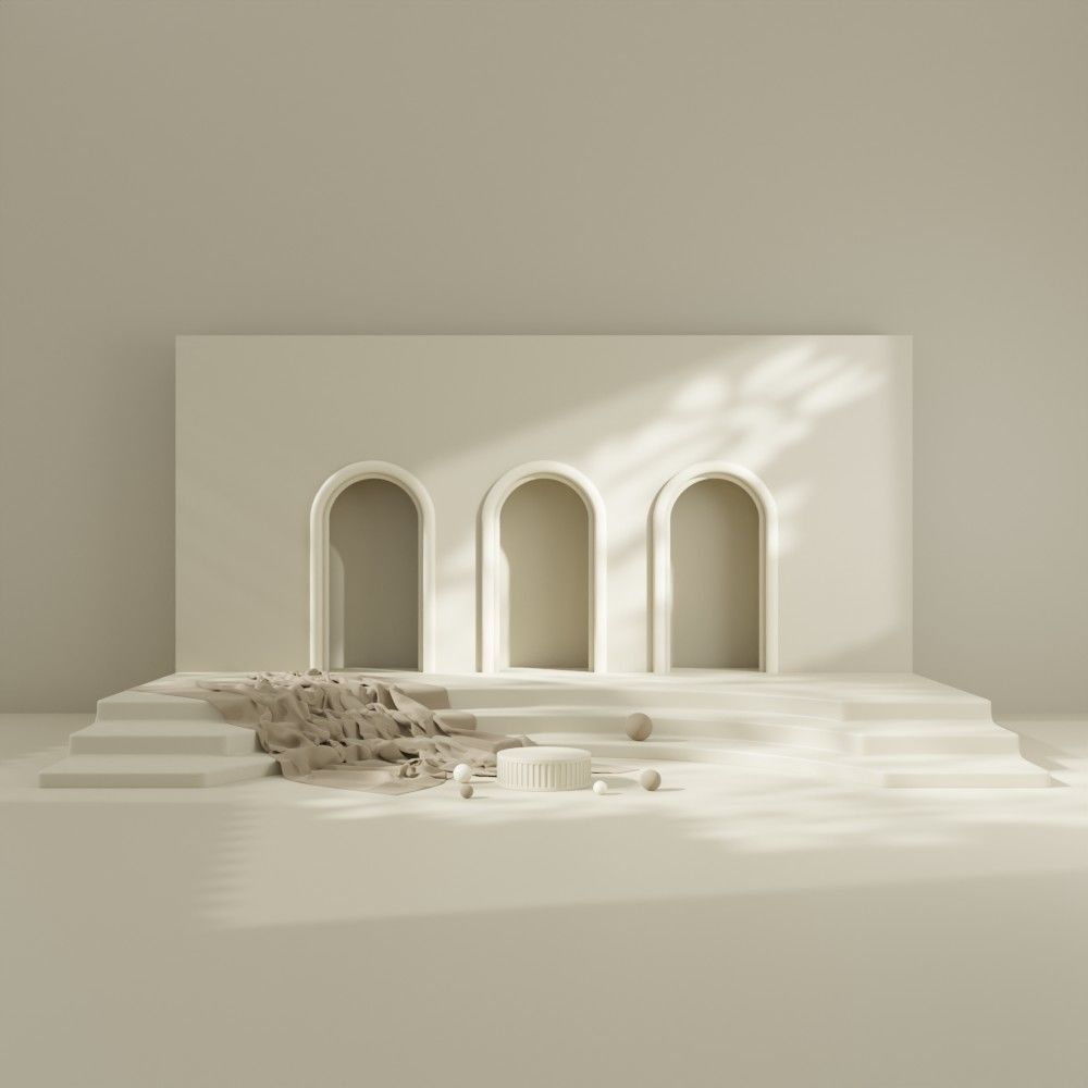 Podium in warm tones with brown fabric 3D model_2