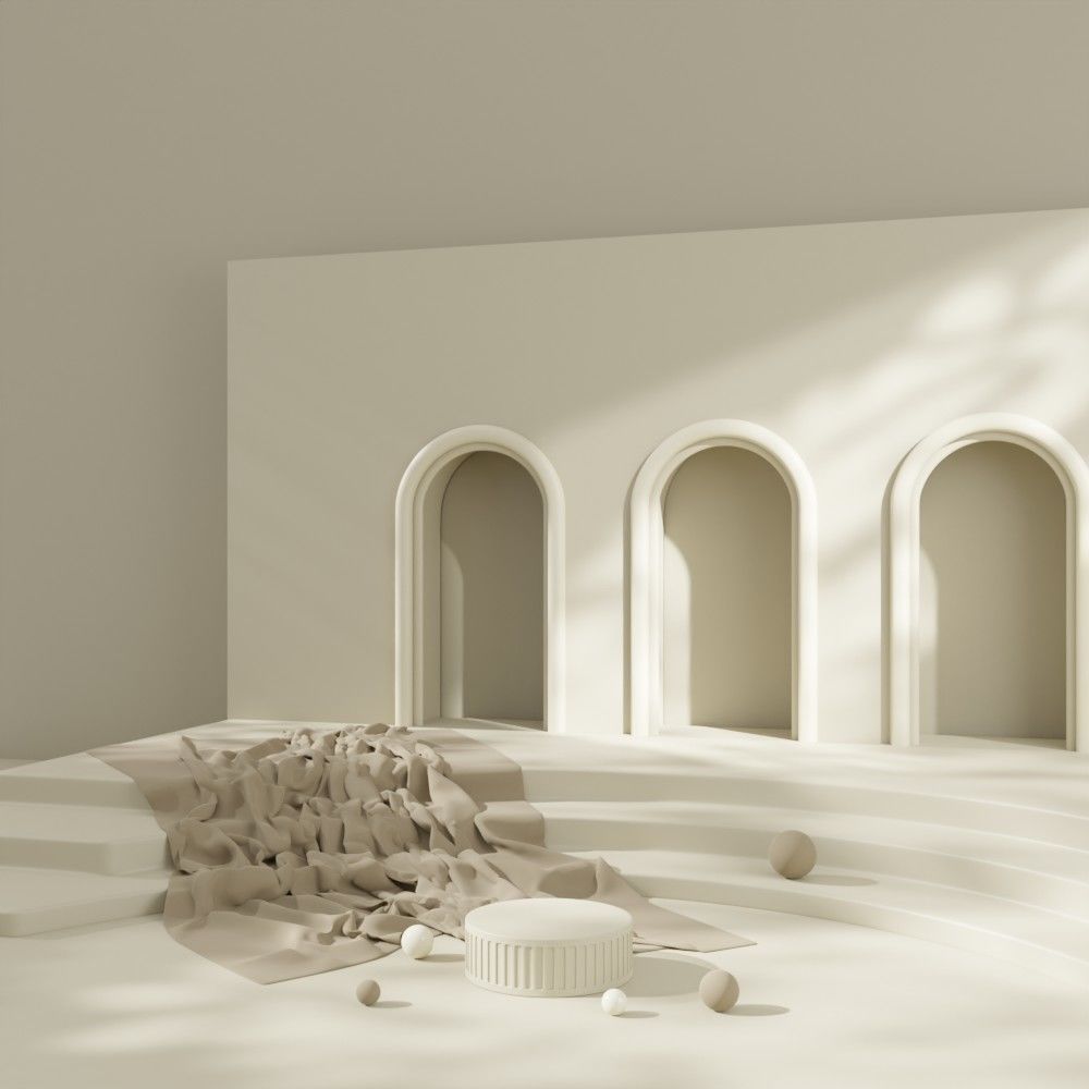 Podium in warm tones with brown fabric 3D model_3