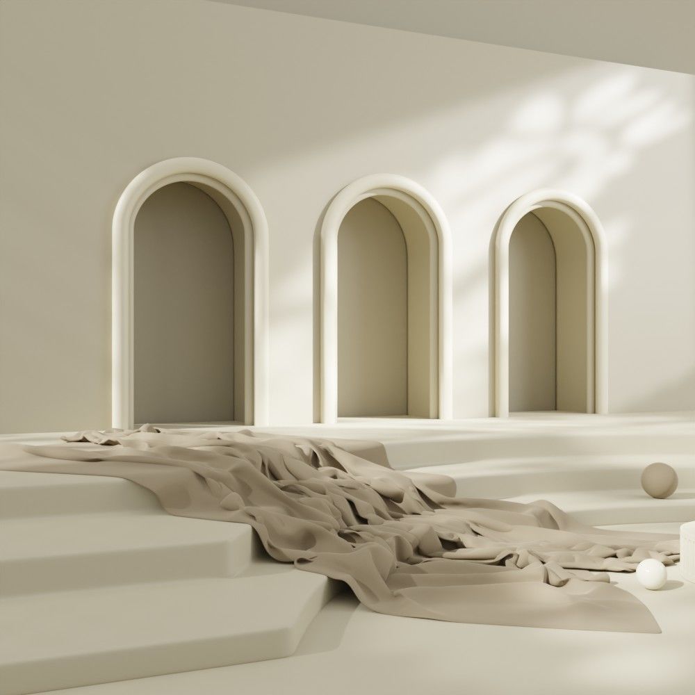 Podium in warm tones with brown fabric 3D model_5