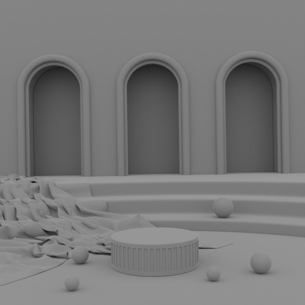 Podium in warm tones with brown fabric 3D model_11