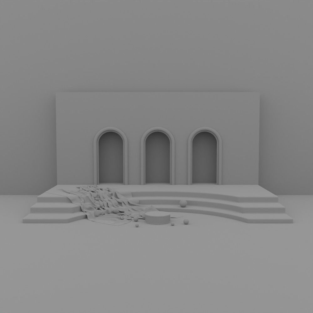 Podium in warm tones with brown fabric 3D model_8